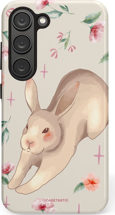 Casetastic Hoesje Geschikt voor Samsung S23 - Stijlvolle Beschermende Duo-layer Case - Lief konijntje