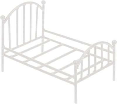 Poppenbed - Poppenhuismeubel - Miniatuur Decoratie - Vintage Design - 1:12 Schaal - Wit