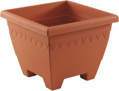 Hega Hogar Plantenbak - terracotta - vierkant - kunststof - Woon/tuinaccessoires/decoratie - Vierkante bloempotten/plantenpotten voor binnen/buiten