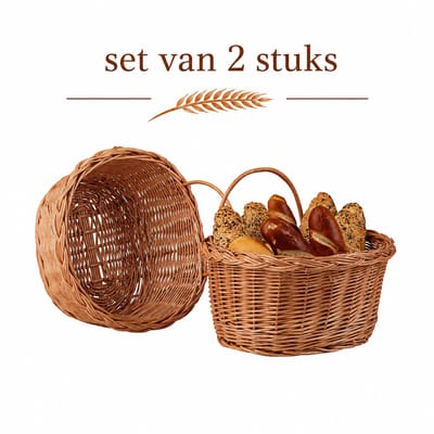TheWickerStories Storage Collection - Rieten Wandmanden - Set van 2 Stuks - Handgevlochten - Wandorganizer