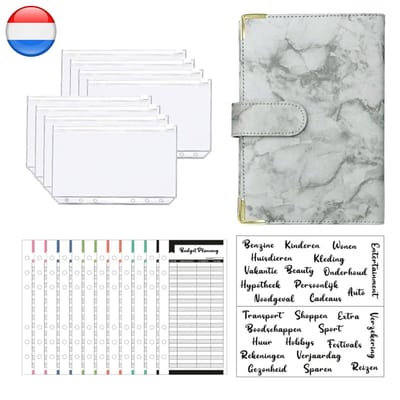 Consumerce Nederlandstalige A6 Budgetplanner met Geldenveloppen - Grey Marble