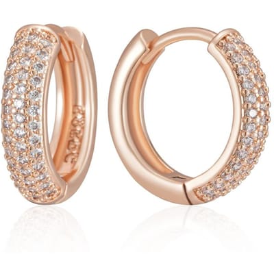 Trendy Volledig Glanzende Natuurlijke Zirconia Oorbellen met Ring voor Vrouwen Luxe Rose Goud Kleur Bruiloft Vintage Sieraden Cadeau beige