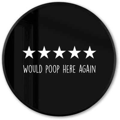 Poster in lijst Rond - Fotolijst 60x60 cm - Posters - Quotes - Would poop here again - Humor - Zwart - Spreuk - Ronde posterlijst zwart - Decoratie - Wanddecoratie woonkamer - Muurdecoratie slaapkamer