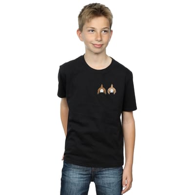 Disney Jongens Chip N Dale Rugzijde Borst T-shirt (Zwart)