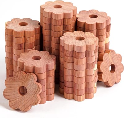 Natuurlijke Mottenbescherming met Cederhout Ringen, Chemisch Vrij, Ideaal voor Kledingkast, Set van 48 Stuks