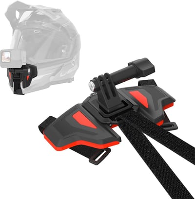 Telesin Premium Helmet Mount / helmbevestiging - Geschikt voor GoPro / DJI / Insta360 - Motorhelm Kinbevestiging - PC & Siliconen - Oranje