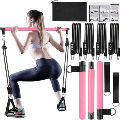 Pilatesstangset met weerstandsbanden - Full Body Workout voor thuis