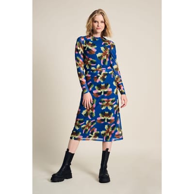 POM Amsterdam Dress - Butterfly Blue Mesh Maat: 34 | Midi Jurken Outlet | Dames | Blauw