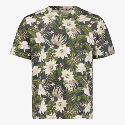 JJ REBEL heren T-shirt met tropische print groen - Maat S