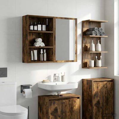 vidaXL - Badkamer - wandkast - Gerookte - Eik - 40 - x - 16 - x - 62,5 - cm