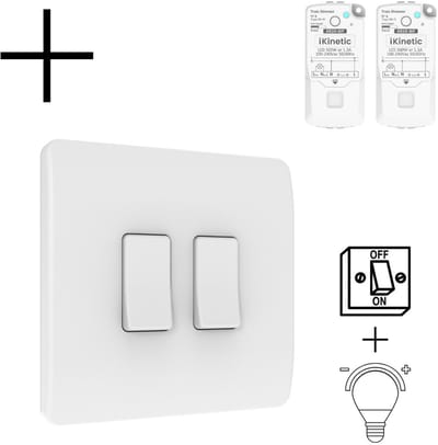 Draadloze Wandschakelaar | 2-voudig | Wifi | App bediening | Schroeven of tape | Aan/Uit en dimmer | RF-ontvanger | Wit