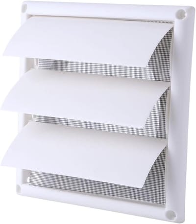 Ventilatierooster met Insectenhor - Luchtgroepeerdeksel Muurrooster - Luchtcirculatie Buiten - Duurzaam Kunststof Materiaal - 20 x 20 cm - Wit
