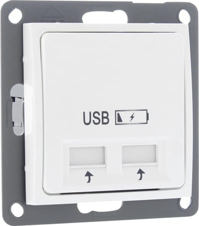 Q-LINK S2 CONTACTDOOS INBOUW 2XUSB VIJFVOUDIG POLARWIT
