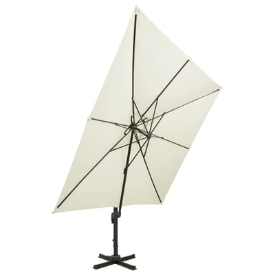 vidaXL - Zwevende - parasol - met - dubbele - bovenkant - 300x300 - cm - zandkleur