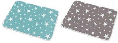 Draagbare babyverschoonmat - 2-pack - 50 x 70 cm - Waterdicht - Opvouwbaar - Katoen - Geschikt voor baby's - Pasgeborenen en peuters - Vrouwen - Ouderen en huisdieren-50*70cm-Groen + Grijs