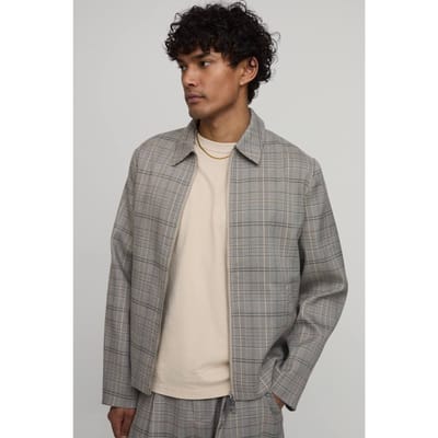 Geruite Boxy Getailleerde Coördinerende Blazer | Brown | Size XS