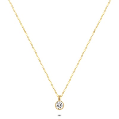 Twice As Nice Halsketting in 18kt verguld zilver, 1 zirkonia, 3 mm 40cm