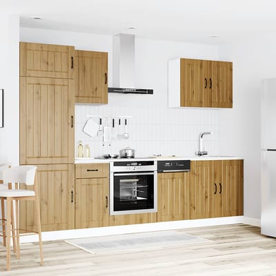 vidaXL - 7-delige - Keukenkastenset - Lucca - bewerkt - hout - artisanaal - eiken