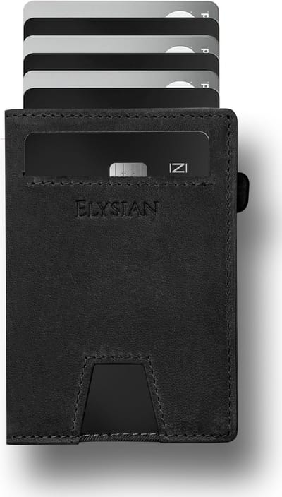 Elysian - Portefeuille Zwart - Pasjeshouder uitschuifbaar - 12 pasjes - Premium leer - RFID - Luxe cadeauverpakking