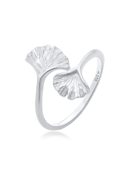 Elli - Ring - Dames Gingko Blad Open Trend in 925 sterling zilver verguld - Dames