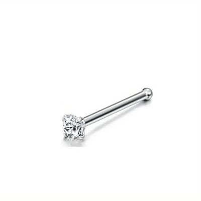 Aramat Jewels | Neuspiercing | Rechte Stalen Neuspiercing met Ronde Zirkonia | 2mm | |2mm | Staal | Volwassenen | Verkleurd niet