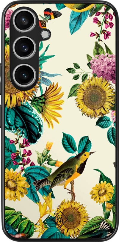 Casimoda® hoesje - Geschikt voor Samsung Galaxy A35 5G - Zonnebloemen / Bloemen - Zwart TPU Backcover - Bloemen - Geel