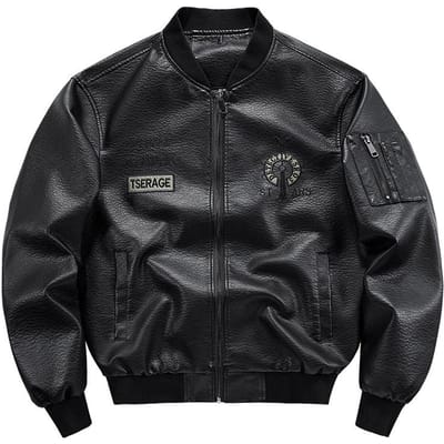 Veste en cuir pour homme automne et hiver nouvelle veste en cuir lavée grande taille pour homme col de baseball brodé volant M gray