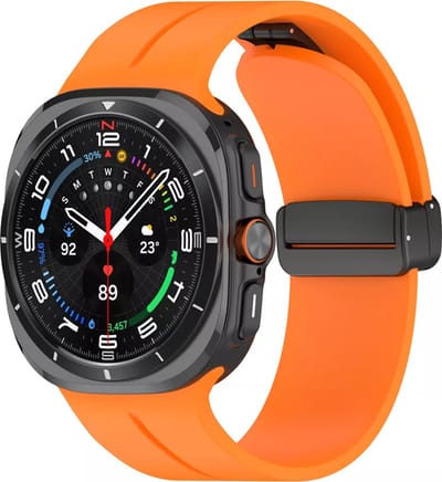 Strap-it Siliconen sport bandje met magnetische D-buckle sluiting - geschikt voor Samsung Galaxy Watch Ultra 2 (2026) / Ultra (2024/2025) - oranje