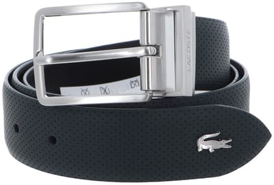 LACOSTE Leren Riem Elegance Punch Plain Leather Belt W130 Camouflage / Clay-Navy Blue-Archipelago Zwart Donkergroen