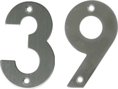 AMIG Huisnummer 39 - massief Inox RVS - 10cm - incl. bijpassende schroeven - zilver