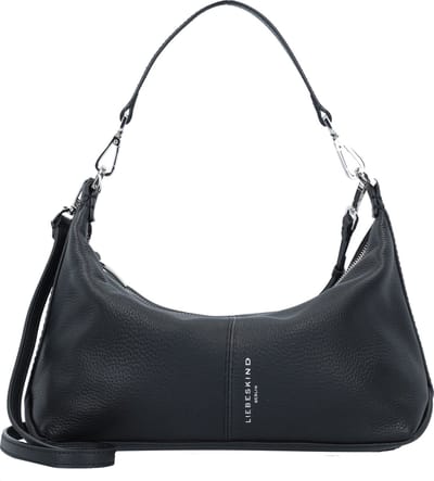 LIEBESKIND BERLIN Leren Schoudertas Paris 4 Small Pebble Hobo Black Zwart