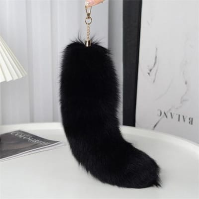 40cm Pluche Vosstaart Sleutelhanger Tas Charms Schattige Bont Wasbeerstaart Sleutelhanger Sleutelhanger Dierstaart Sleutel Hanger Pompons Sleutelhanger Tas Decoratie gray