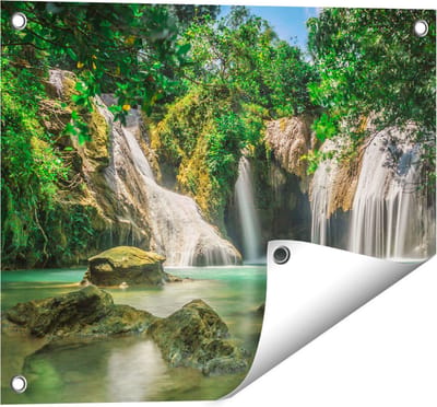 Gards Tuinposter Tropische Waterval - 50x40 cm - Tuindoek - Tuindecoratie - Wanddecoratie buiten - Tuinschilderij