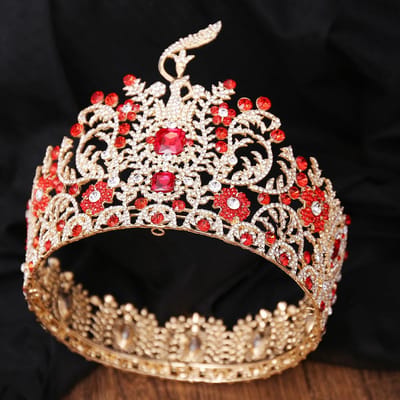 Barok Grote Diadeem Bruidskroon Pageant Miss Tiara's Hoofddeksel Bruid Trouwjurk Haar Sieraden Accessoires white