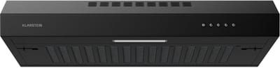 Klarstein Afzuigkap SlimVent voor onder de kast, 60 cm ruimtebesparende afzuigkap, 178 m³/h luchtstroom, energie-efficiëntie A+, geluidsarm 62 dB, LED-verlichting, koolstoffilter, vaatwasmachinebestendige filters, zwart - 48 cm 33W - voor Keuken