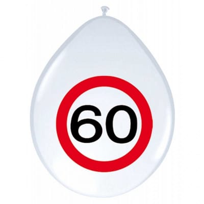 16x stuks Ballonnen 60 jaar verkeersbord versiering