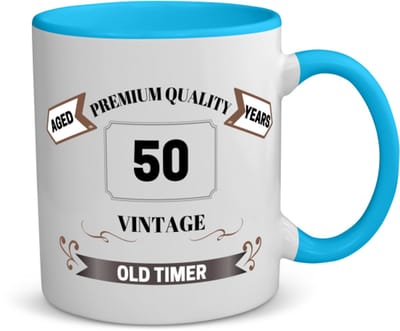 Akyol - 50 vintage old timer koffiemok - theemok - blauw - 49+1 - mensen die 50 zijn geworden - 50 jaar sarah en abraham cadeau - jubileum man en vrouw - verjaardags- grappige tekst - jarig - verjaardag - 350 ML inhoud