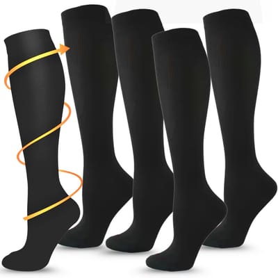 5 Paar KANGKA Compressiesokken maat S/M (35-38) - Steunkousen - Compressie Sokken voor Hardlopen, Wandelen, Zittend en Staand Beroep, Reizen