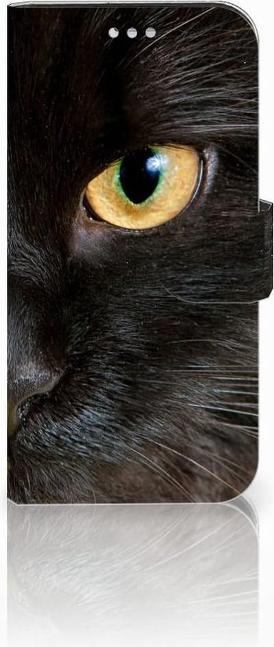 Samsung Galaxy S7 Telefoonhoesje met Pasjes Zwarte Kat
