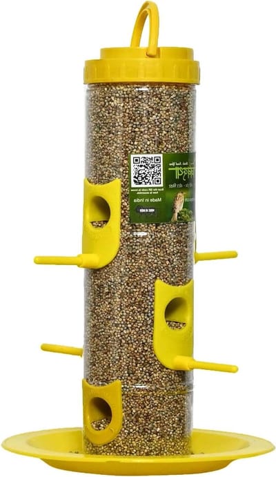 Vogelvoederbak Hangend - Voederhuisje Buiten - Vogels Voeren - Met 6 Voedingspunten - 1500 gram - Groen Transparant