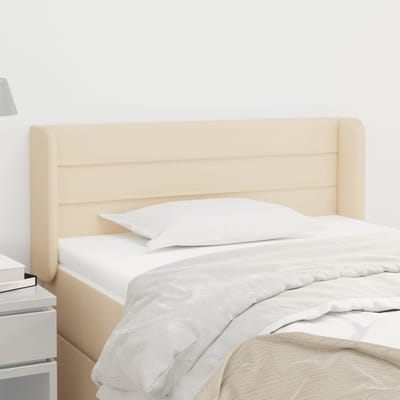 vidaXL - Hoofdbord - met - randen - 83x16x78/88 - cm - stof - crèmekleurig