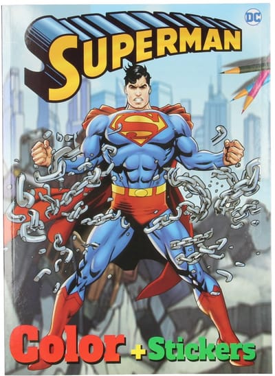 DC Superman - color + stickers - dik kleurboek met stickers en deurhanger superman logo - WB