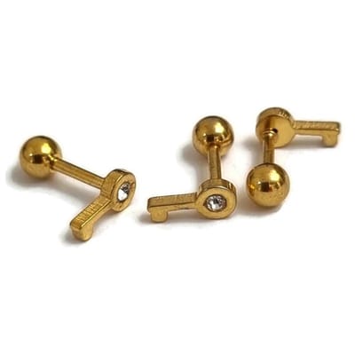 Aramat Jewels | Piercings | Helixpiercing Sleutel Zirkonia Goudkleur | | | |6mm | Staal | Volwassenen | Verkleurd niet