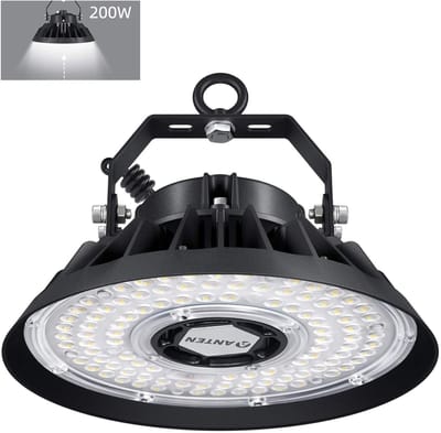 ANTENLICHT Hanglamp Industrieel - Rond Zwart - Hanglampen voor Binnen Magazijn | Sportschool | Fabriek | Garage - Industriele Plafondlamp Hang Lamp Plafondlampen - 200W 30000LM 5000K