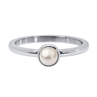 Quiges Stapelring Dames - Vulring - RVS Zilverkleurig met Kunstparel - Maat 19 - Hoogte 2mm