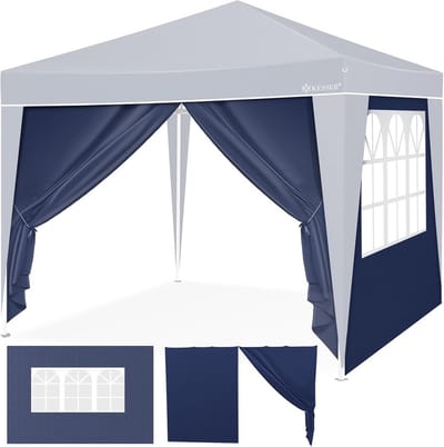Zijpanelen voor 3x3m paviljoen - Waterbestendig | Opvouwbaar | Zijdelingen met Ritssluiting | UV-Bescherming | Transparant
