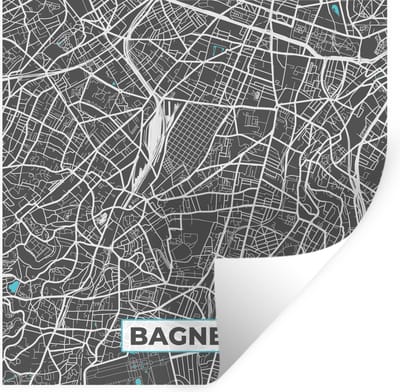 Muurstickers - Sticker Folie - Bagneux - Frankrijk - Plattegrond - Stadskaart - Kaart - 100x100 cm - Plakfolie - Muurstickers Kinderkamer - Zelfklevend Behang XXL - Zelfklevend behangpapier - Stickerfolie