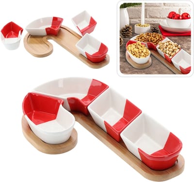 Set voor het serveren van hapjes, zuurstok, kerst servies - 4 kommen