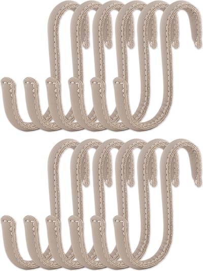 Brute Strength - Leren S-haken - Licht grijs - 12 stuks - Kledinghaak – Leer - kapstokhaak - Ophanghaken – handdoekhaakjes