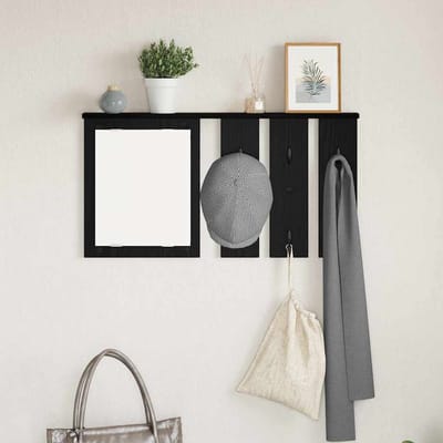 vidaXL - Wandgemonteerde - kapstok - Muurmontage - Zwart - eiken - 84 - x - 10 - x - 80 - cm